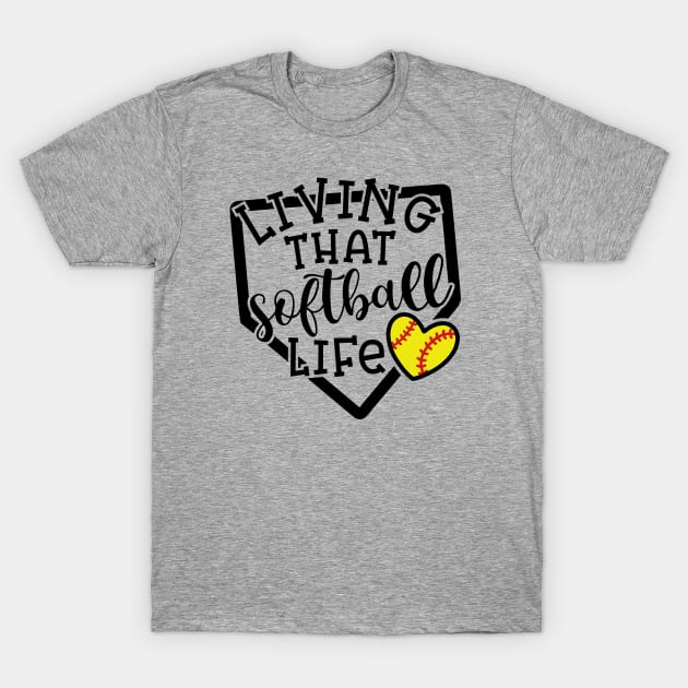 Living That Softball Life Mom Coach T-Shirt by GlimmerDesigns